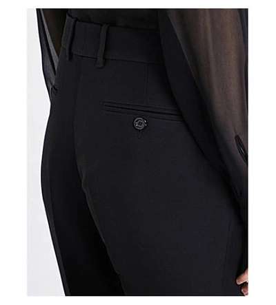 Shop Gucci Frilled-hem Silk And Wool-blend Trousers In Black