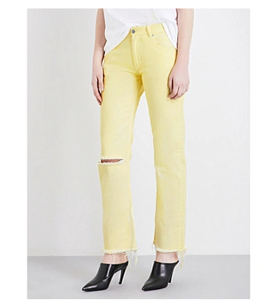 Alyx Distressed Straight Mid-rise Jeans In Yellow