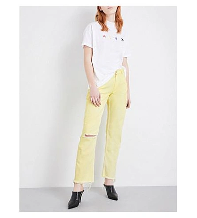 Shop Alyx Distressed Straight Mid-rise Jeans In Yellow