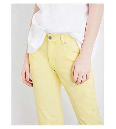 Shop Alyx Distressed Straight Mid-rise Jeans In Yellow