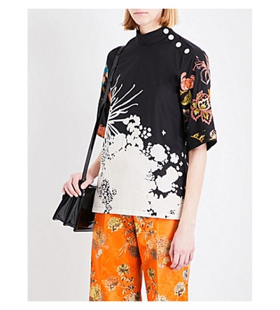 Dries Van Noten Calman Embroidered Cotton Top In Ecru