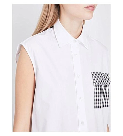Shop Christopher Kane Gingham Patch Pocket Cotton-poplin Shirt In White
