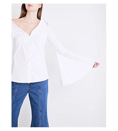Shop Caroline Constas Persephone Off-the-shoulder Stretch-cotton Top In White