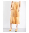 Stella Mccartney Plisse Tiered Metallic Skirt In Gold