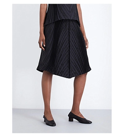 Issey Miyake Soft Leaf Silk-blend Skirt In Black