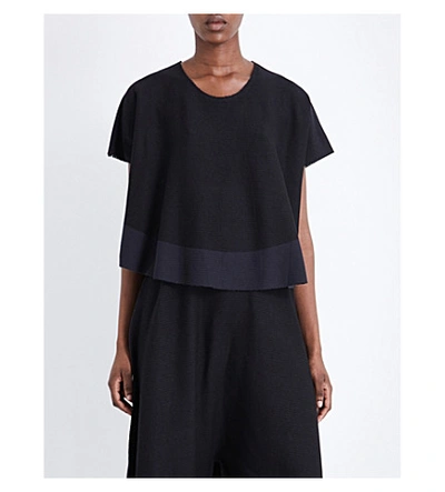 Issey Miyake Berry Cotton-blend Top In Black