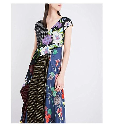 Shop Diane Von Furstenberg Floral-print Silk-crepe De Chine Dress In Ferma