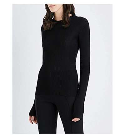 Protagonist Ribbed Knitted Top In Black