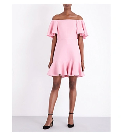 Shop Valentino Off-the-shoulder Wool And Silk-blend Mini Dress In Pink