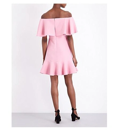 Shop Valentino Off-the-shoulder Wool And Silk-blend Mini Dress In Pink