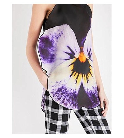 Shop Christopher Kane Pansy-overlay Silk-taffeta Top In Flower