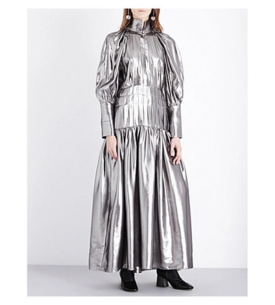 Ellery Sword Metallic Silk-blend Dress In Silver