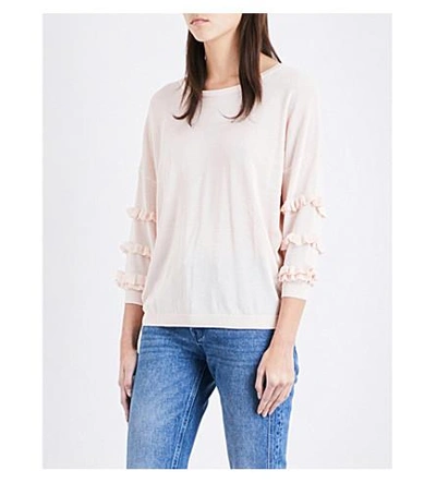 Shop Claudie Pierlot Moon Knitted Jumper In Poudre
