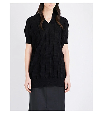 Junya Watanabe Spike Knitted Top In Black