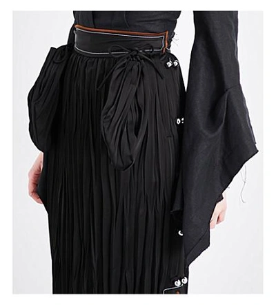 Shop Loewe Crinkle-texture Satin Skirt In Black