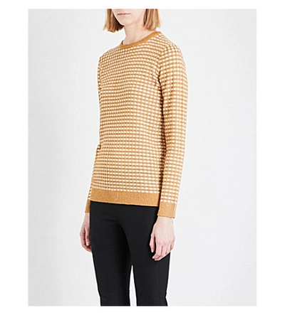 Bella Freud Metallic Gingham Wool-blend Sweater In Gold