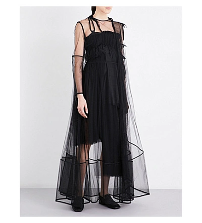 Phoebe English Panelled Tulle Gown In Black