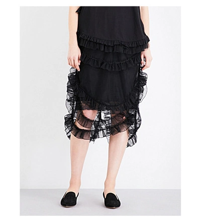 Simone Rocha Asymmetric Tulle Skirt In Black