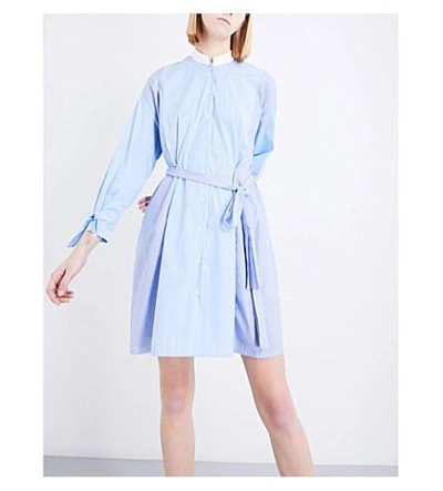 Shop Maje Rarty Cotton-blend Dress In Bleu