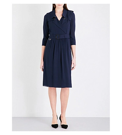 Burberry Agatha Silk crepe De Chine Dress In Navy ModeSens