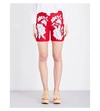 MARCH11 Floral-embroidered linen shorts