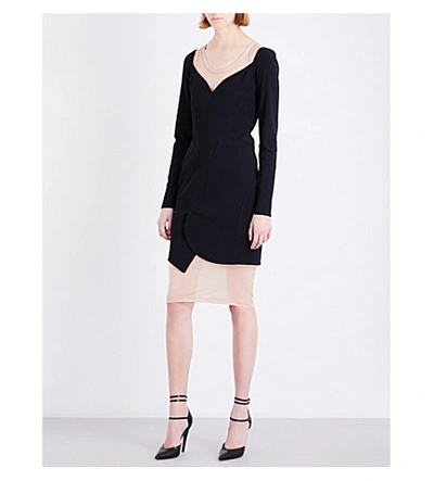 Shop Givenchy Contrast Slip Woven Dress In Black