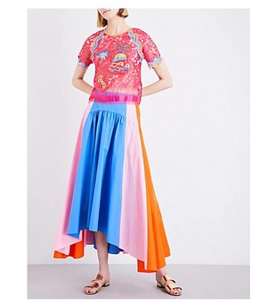 Shop Peter Pilotto Embroidered Floral-lace Top In Fuchsia