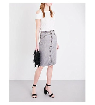Shop Maje Jemmie High-rise Denim Skirt In Gris