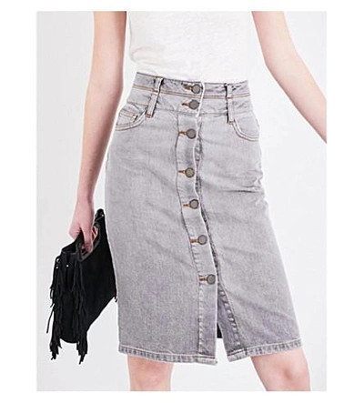 Shop Maje Jemmie High-rise Denim Skirt In Gris