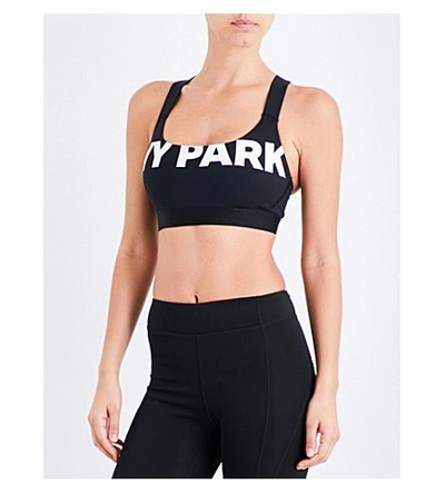 Shop Ivy Park Logo-print Jersey Cropped Top In Black