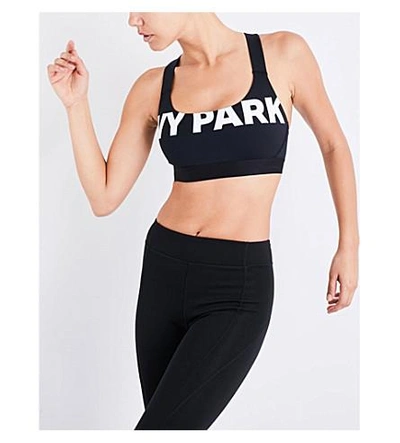Shop Ivy Park Logo-print Jersey Cropped Top In Black