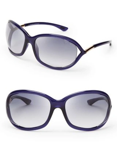 Tom Ford Jennifer Polarized Sunglasses, 61mm In Transparent Blue