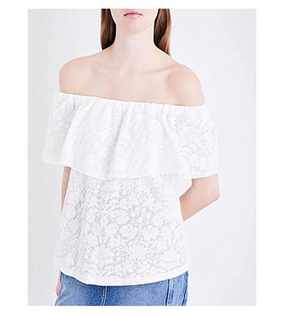 Shop Claudie Pierlot Tapage Cotton-blend Top In Ecru