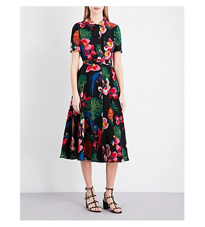 Shop Valentino Tropical Dream-print Silk Crepe-de-chine Shirt Dress In Multi