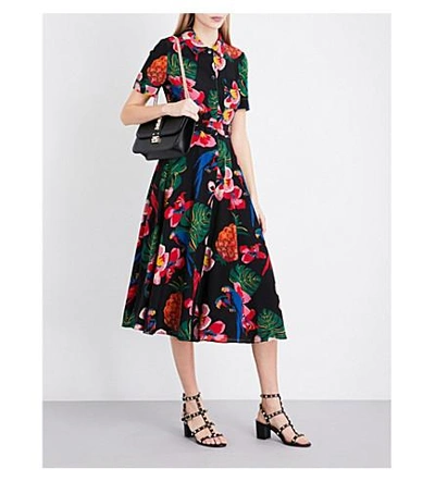 Shop Valentino Tropical Dream-print Silk Crepe-de-chine Shirt Dress In Multi