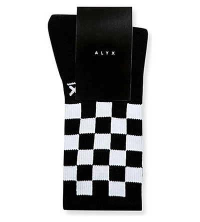Alyx Checkered Stretch-cotton Socks In Black