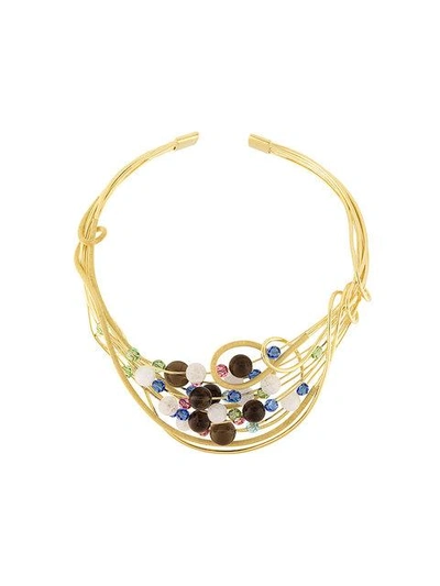 Shop Francesco Barbato Embellished Wire Necklace - Metallic