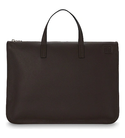 Loewe Leather Briefcase In Brown Chocolate