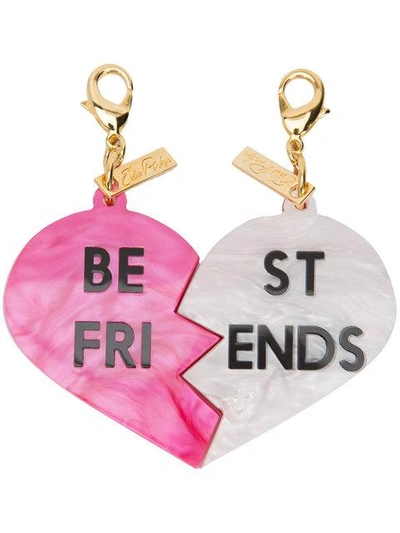 Edie Parker Pink/white Best Friend Keychains In Multi
