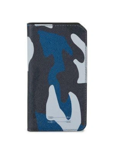 Shop Uri Minkoff Saffiano Leather Folio Iphone 7 Case In Blue