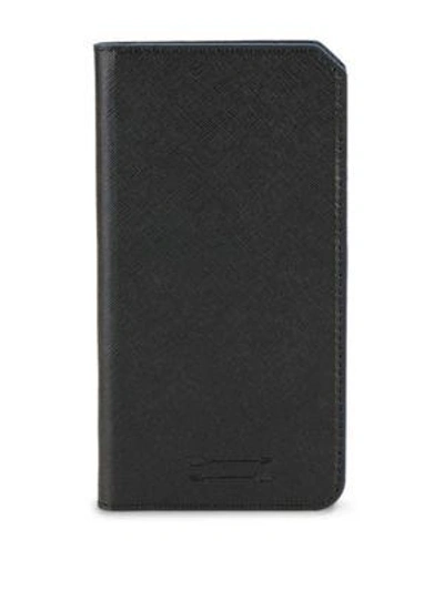 Shop Uri Minkoff Saffiano Leather Folio Iphone 7+ Case In Black
