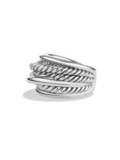 Shop David Yurman Crossover Narrow Rings In Silver