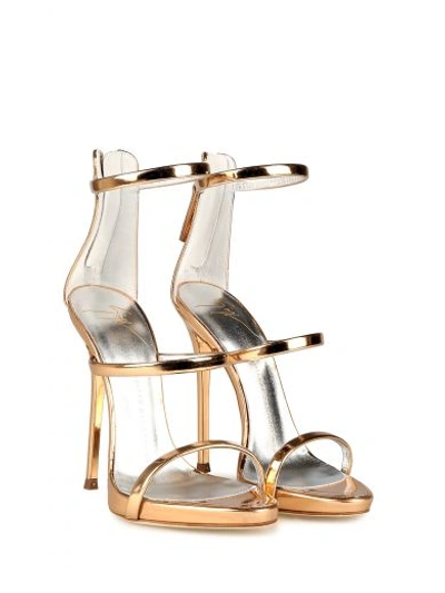 Giuseppe Zanotti Harmony Mirrored-leather Sandals In Rose Gold