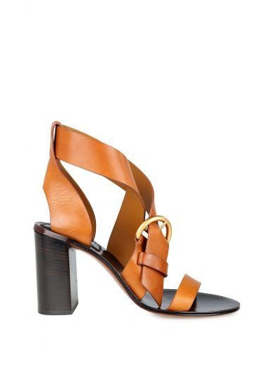 Shop Chloé Nils Vegetal-leather Sandals In Marrone Cuoio