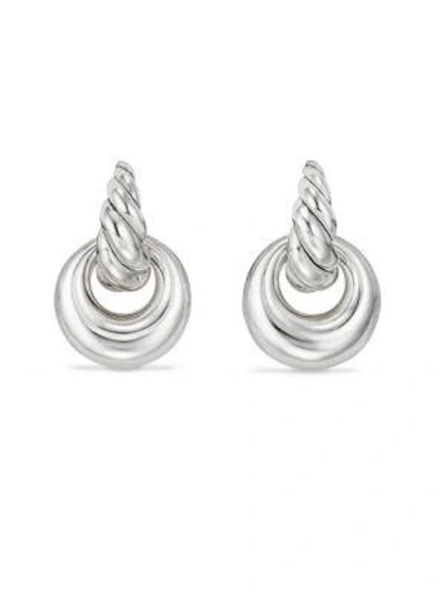 Shop David Yurman Pure Form Drop Earrings/24mm In Silver