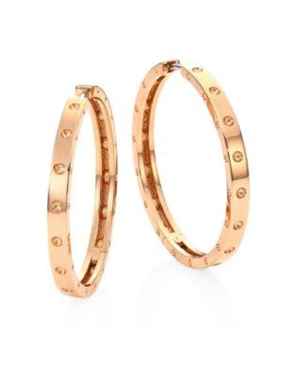 Shop Roberto Coin Women's Pois Mois Large 18k Rose Gold Hoop Earrings/1.25"