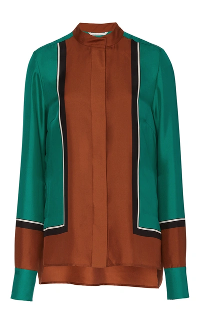 Shop Diane Von Furstenberg Colorblock Long Sleeve Blouse
