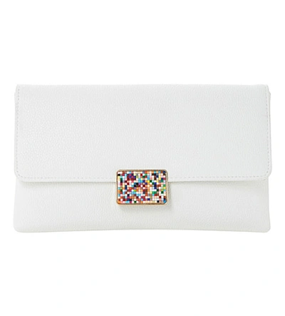 Dune Blakley Clasp Detail Leather Clutch Bag In White-synthetic