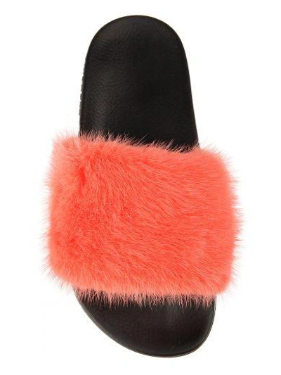 Shop Givenchy Mink-fur And Rubber Slides In Rosa