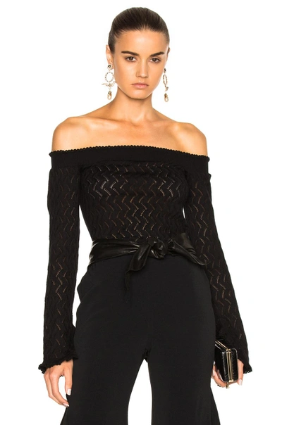 Shop Erdem Bella Lace Knit Off The Shoulder Sweater In Black
